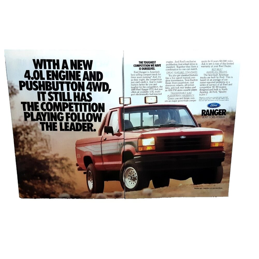 1989 Ford Ranger STX 4x4 Ad  Built Ford Tough Vintage Truck Print Advertisement